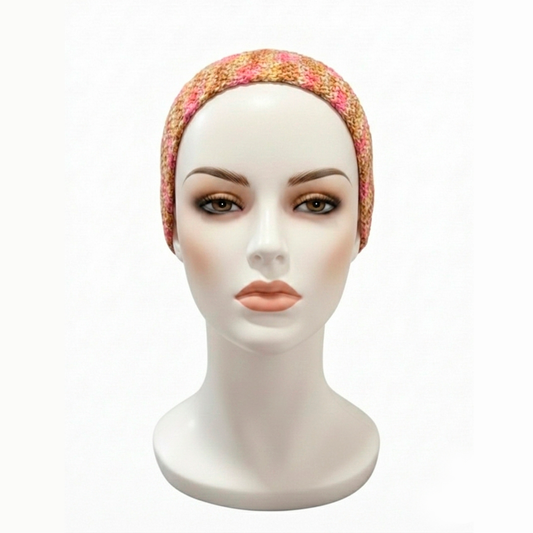 Bandana a crochet verano- color rosa jaspeado