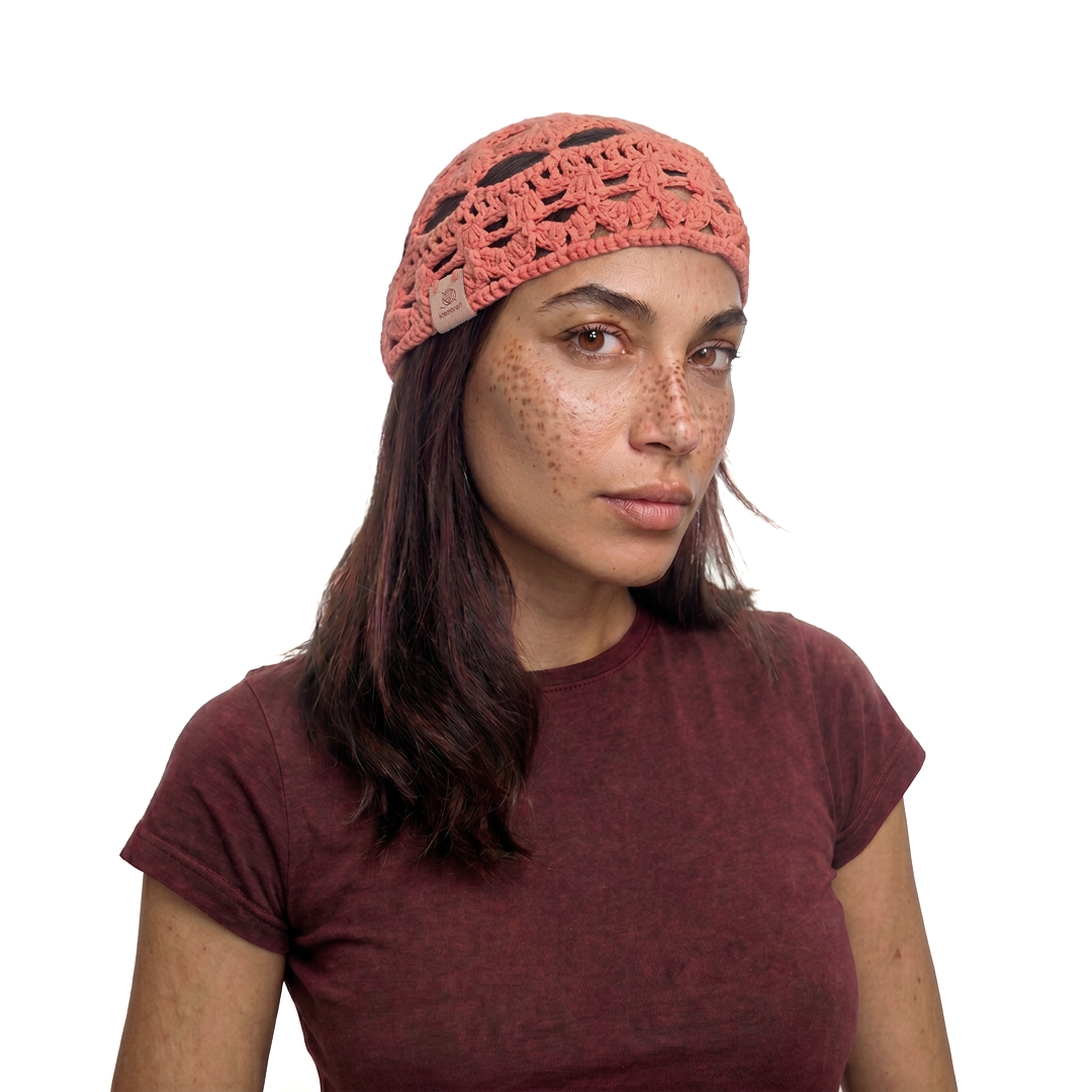 Gorro mesh de verano a crochet — color salmón 2v