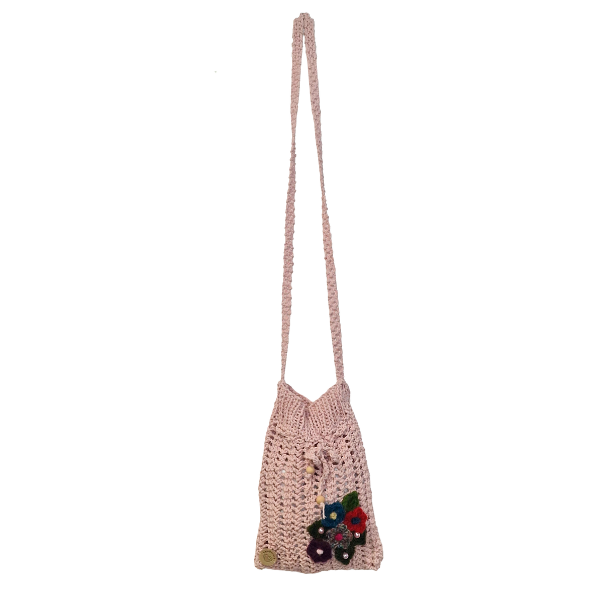 Bandolera crochet color rosa