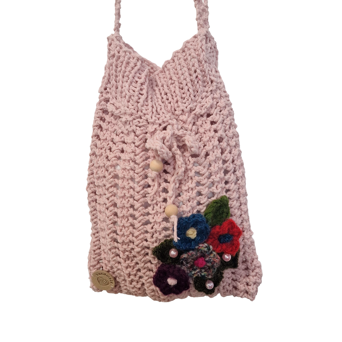Bandolera crochet color rosa