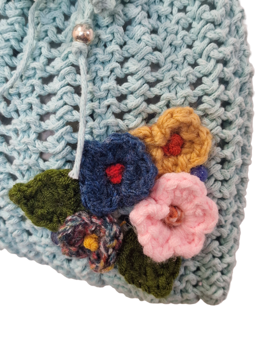 Bandolera crochet color celeste
