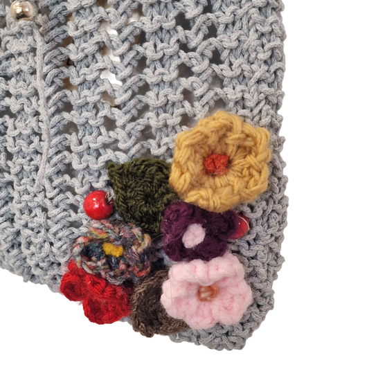 Bandolera crochet color gris