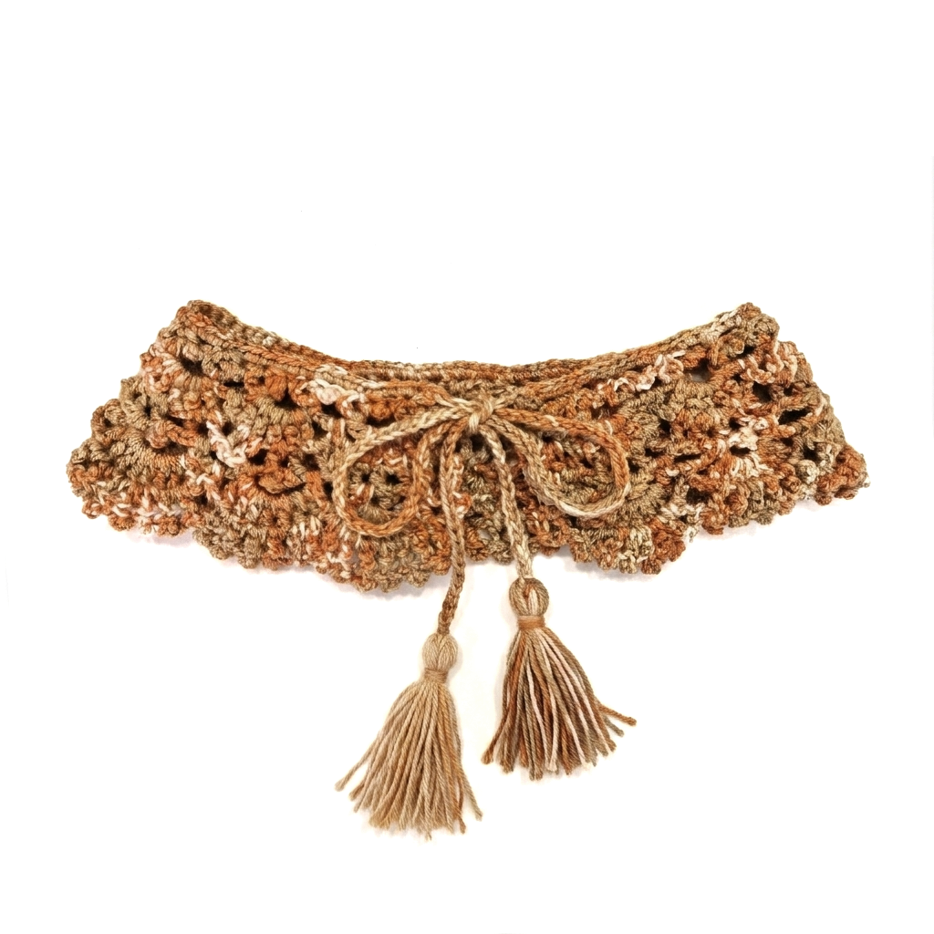 Cuello tejido a crochet - color naranja jaspeado