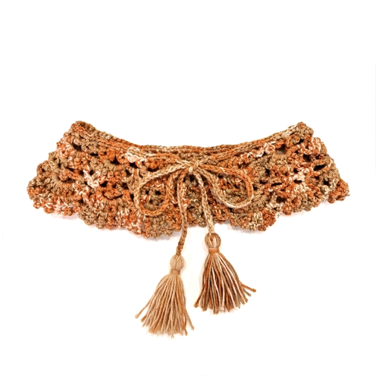 Cuello tejido a crochet - color naranja jaspeado