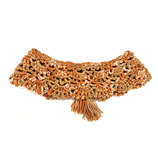 Cuello tejido a crochet - color naranja jaspeado