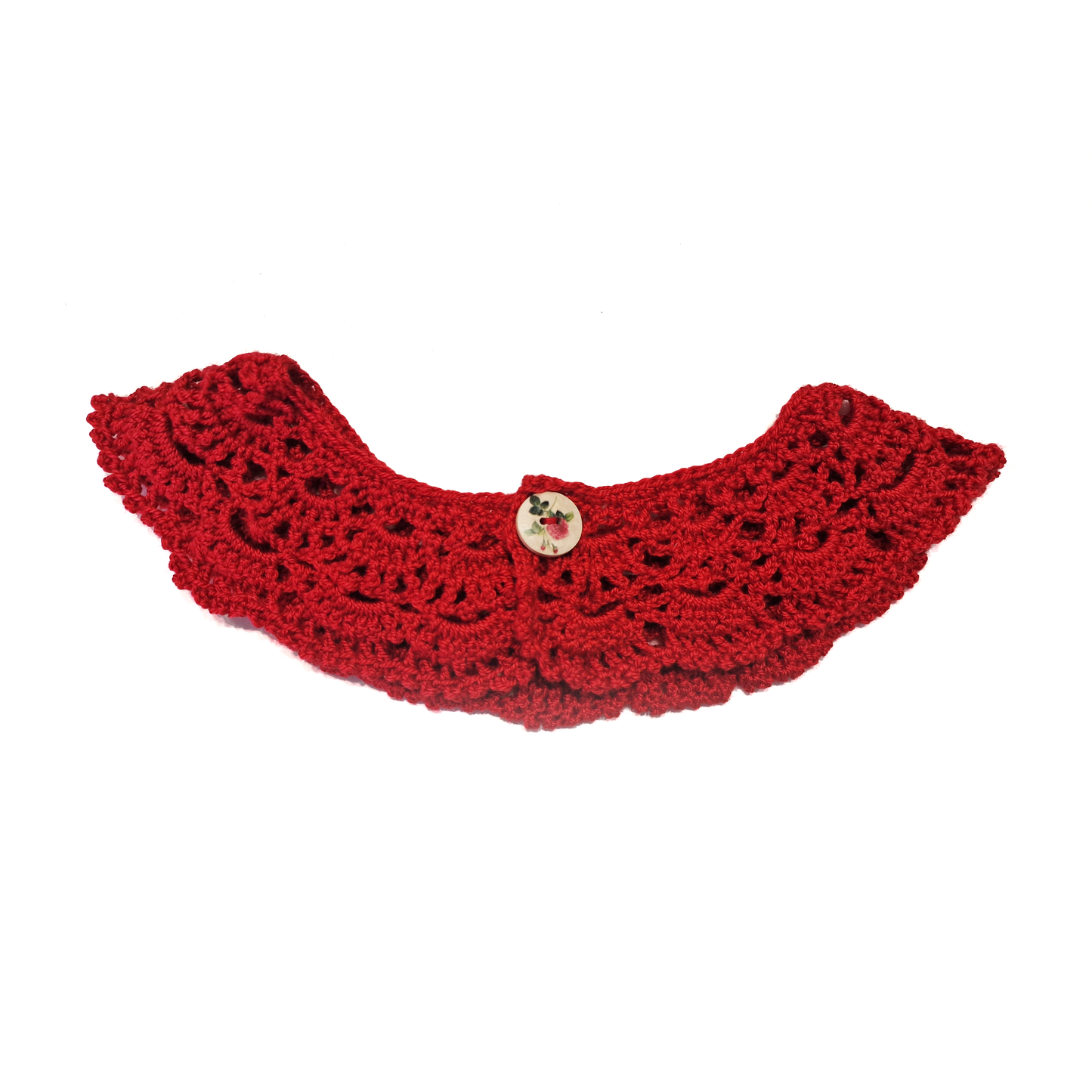 Cuello tejido a crochet - color rojo