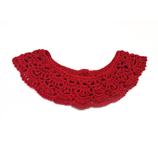 Cuello tejido a crochet - color rojo