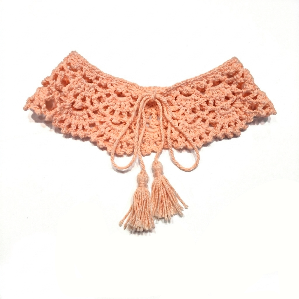 Cuello tejido a crochet - color salmón
