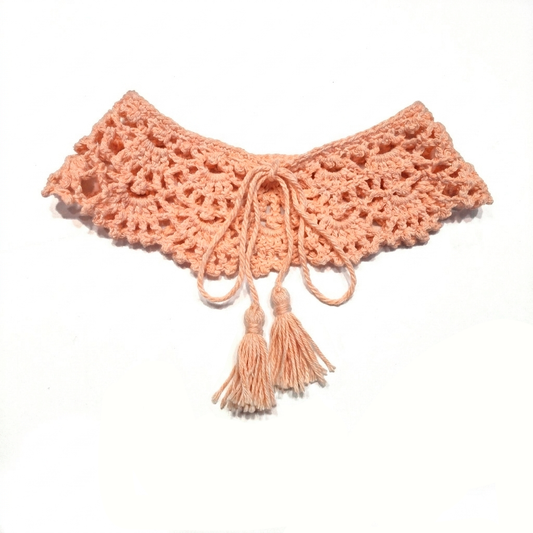 Cuello tejido a crochet - color salmón