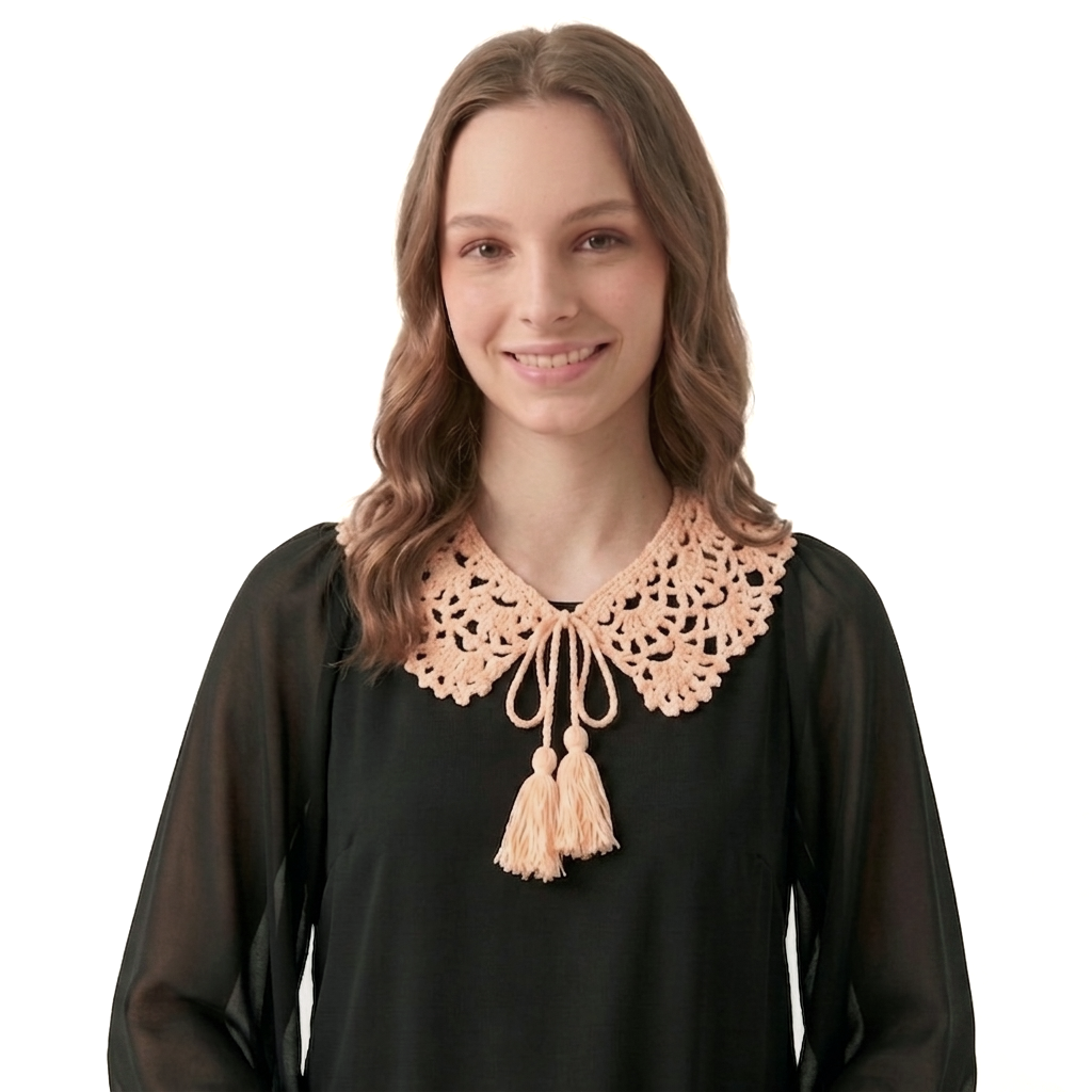 Cuello tejido a crochet - color salmón