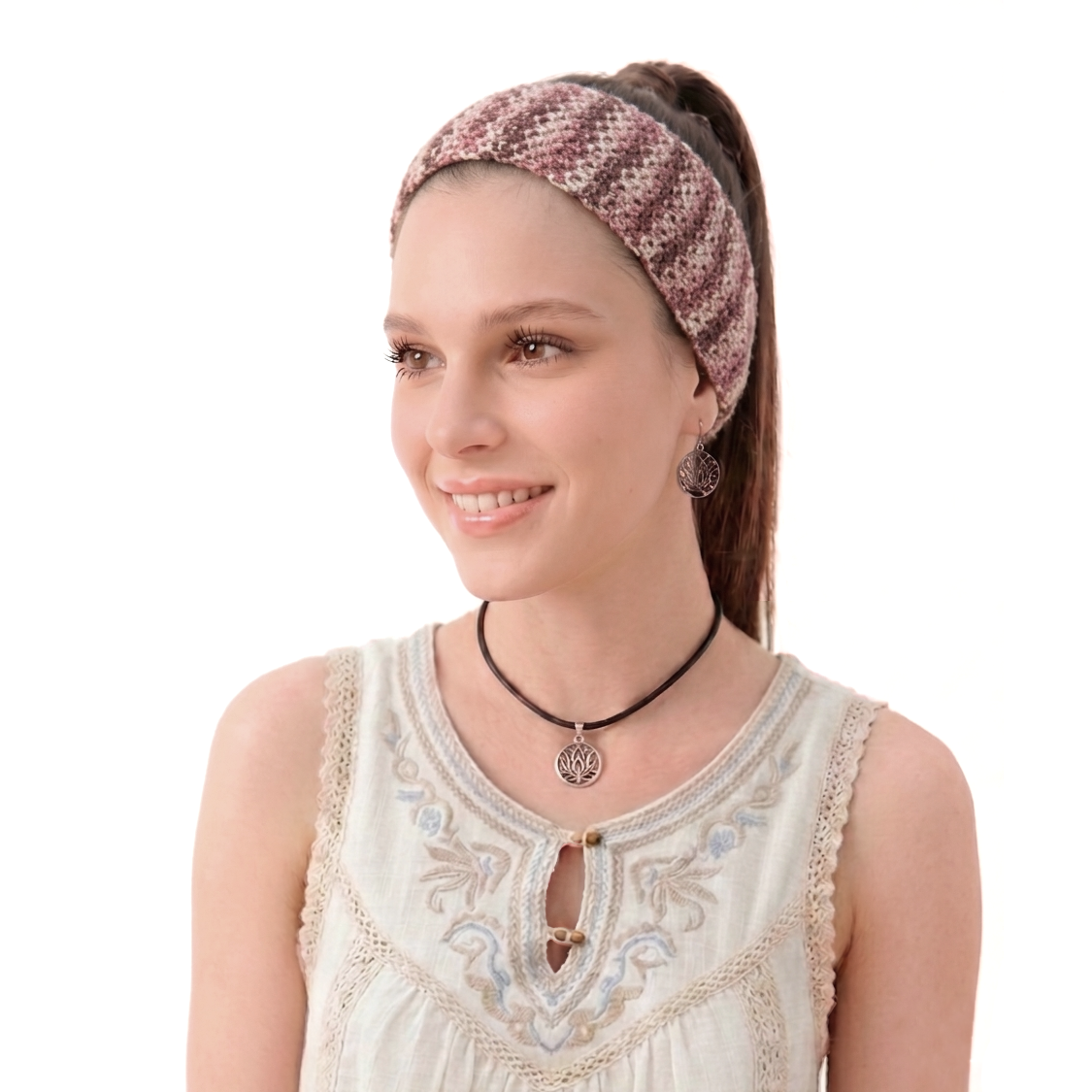 Bandana a crochet verano- color morado jaspeado