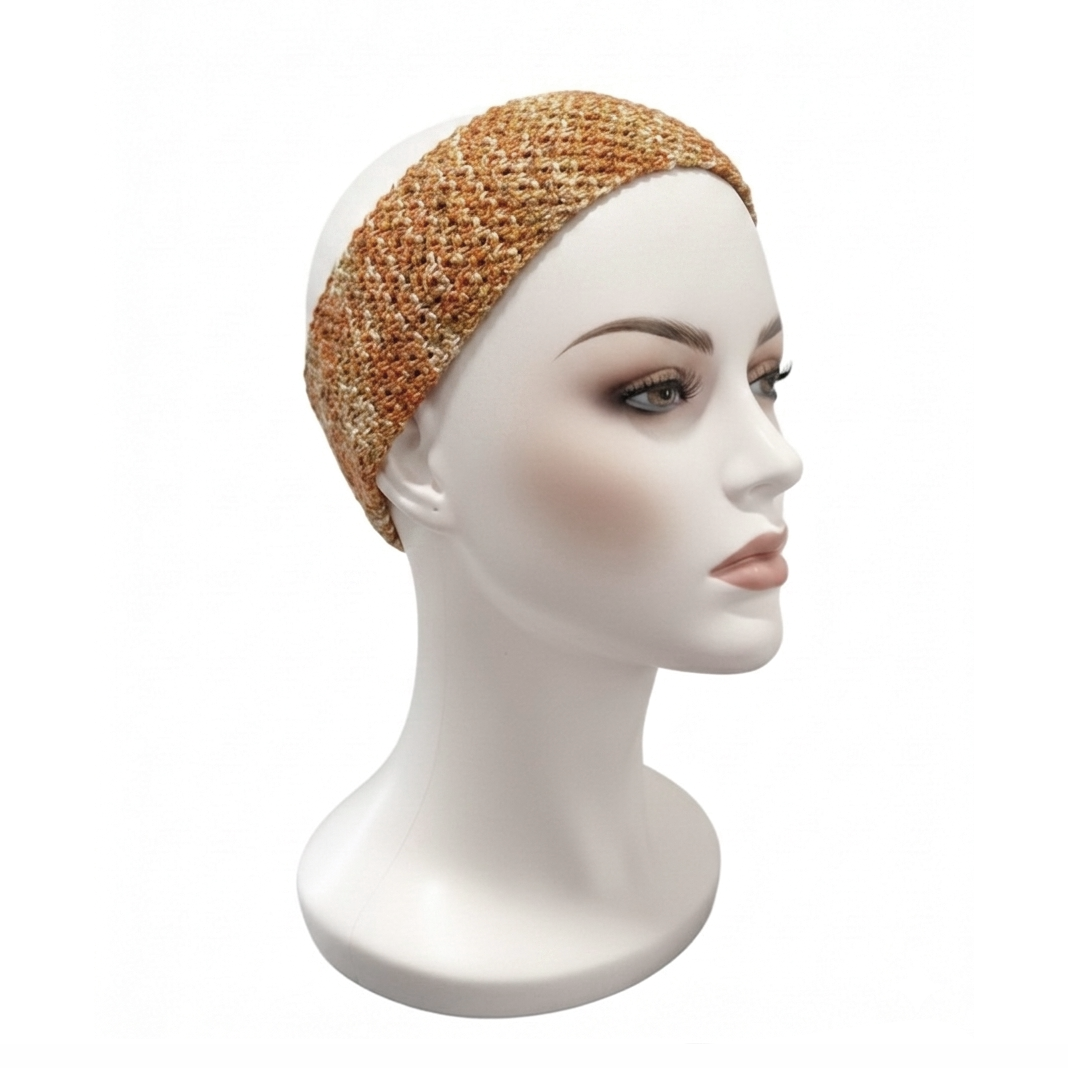 Bandana a crochet verano- color  naranja jaspeado