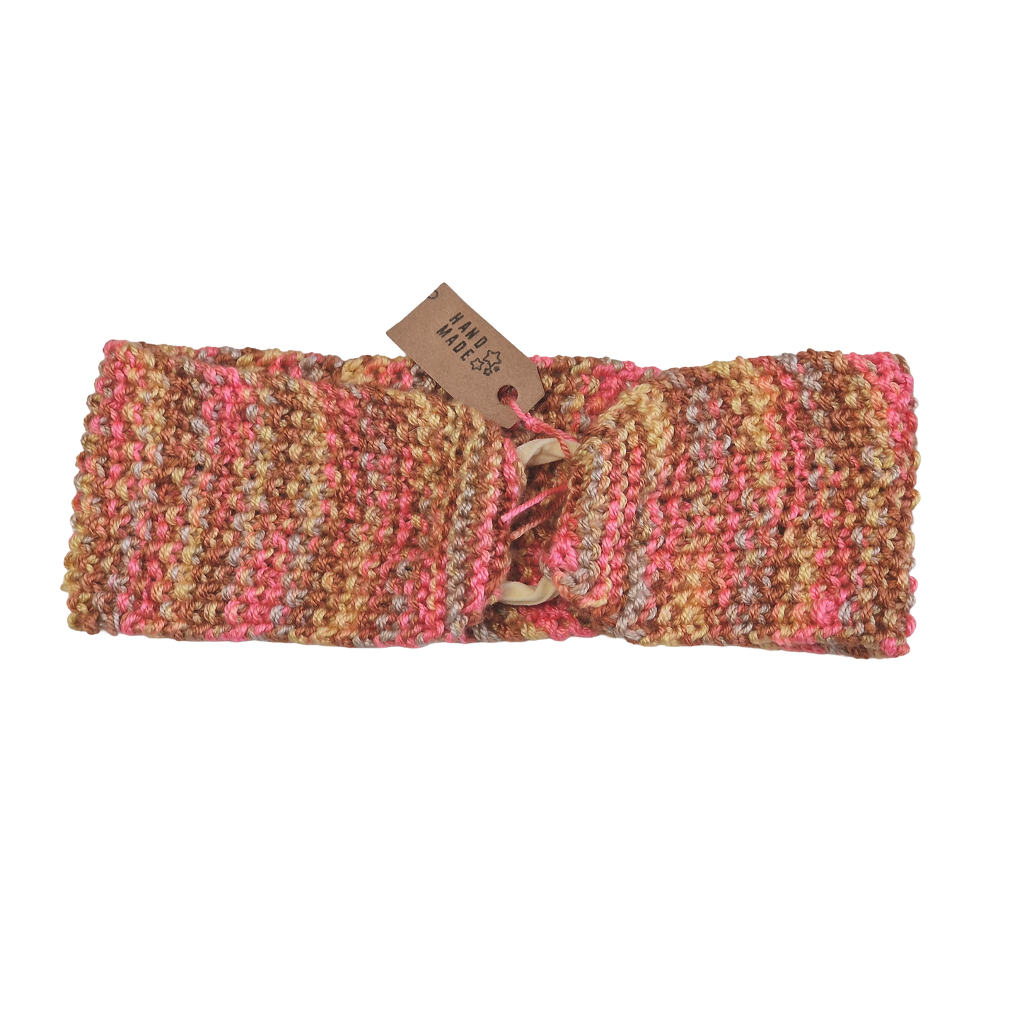 Bandana a crochet verano- color rosa jaspeado