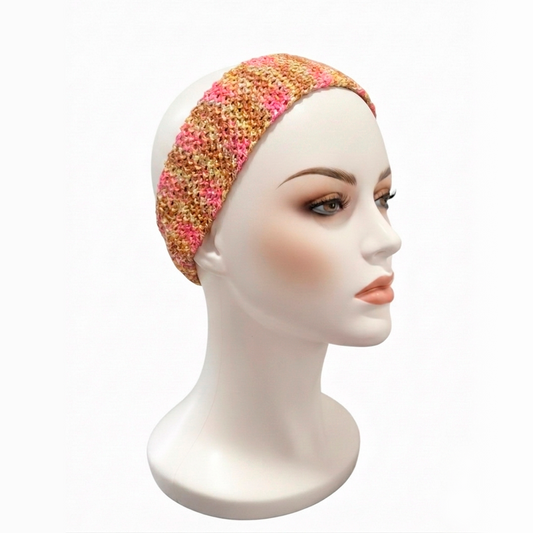 Bandana a crochet verano- color rosa jaspeado
