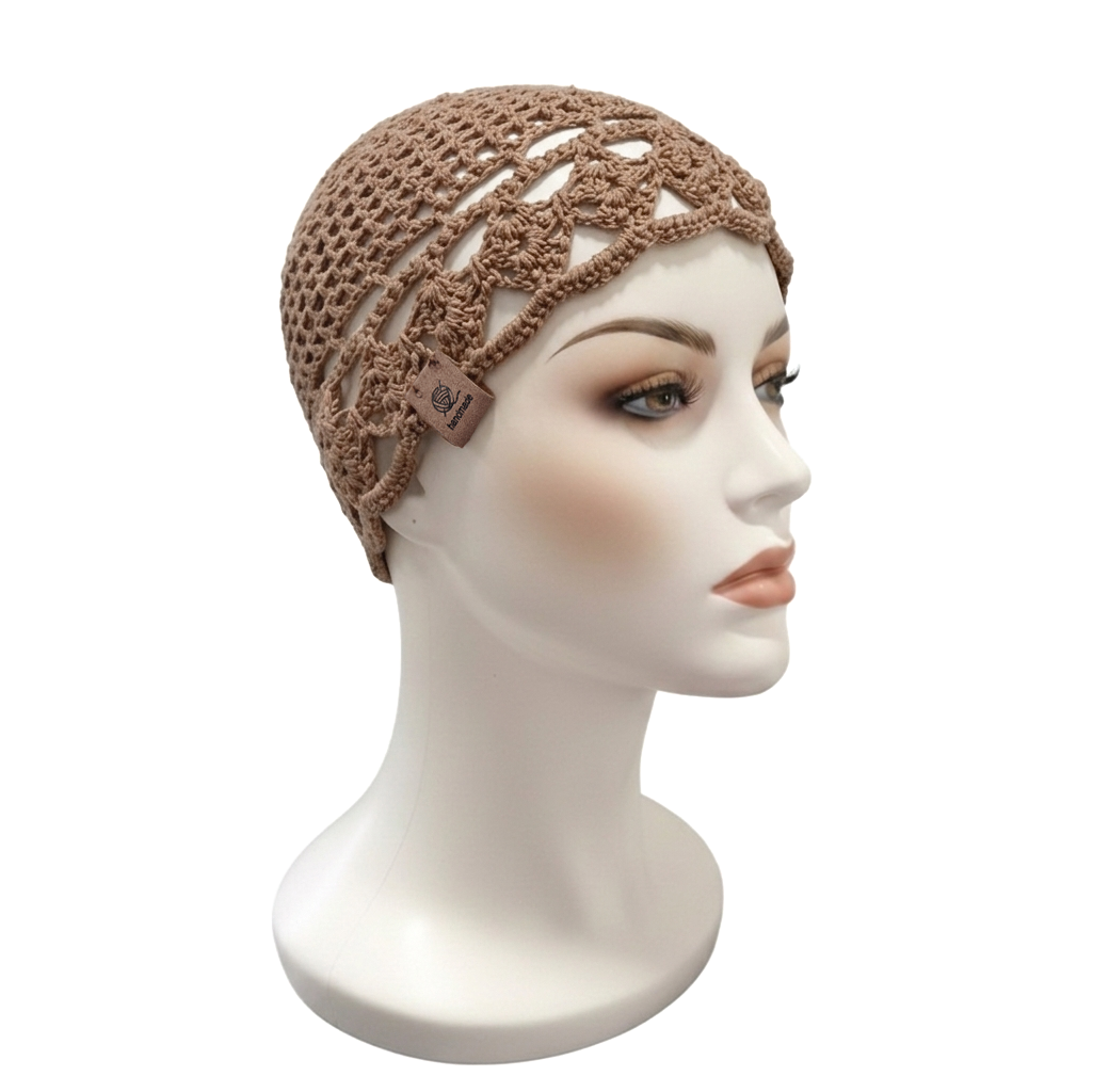 Gorro mesh de verano a crochet — color marrón
