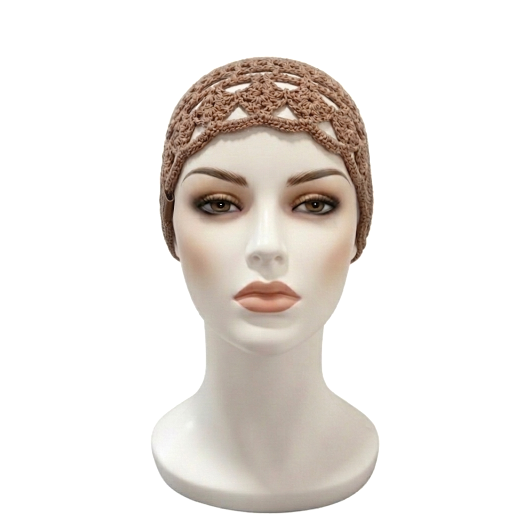 Gorro mesh de verano a crochet — color marrón