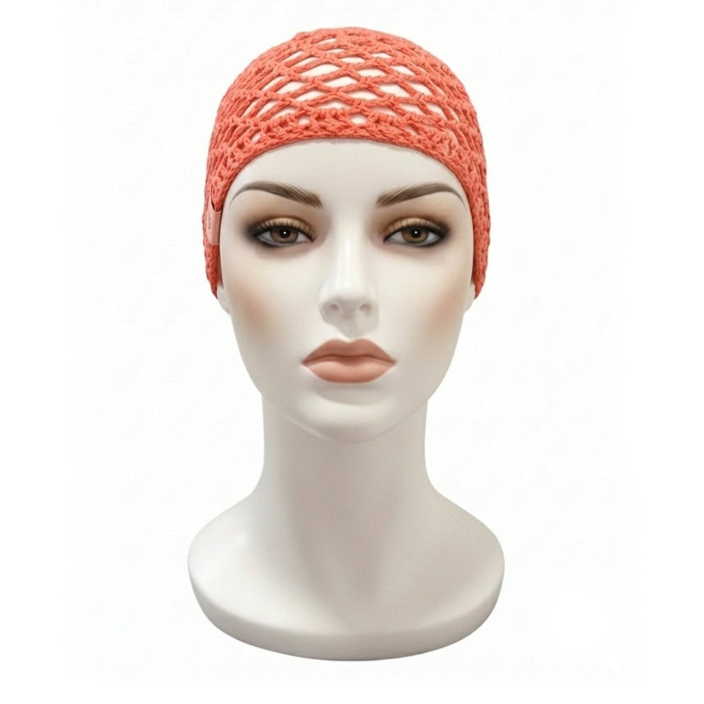 Gorro mesh de verano a crochet — color salmón