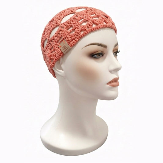 Gorro mesh de verano a crochet — color salmón 2v