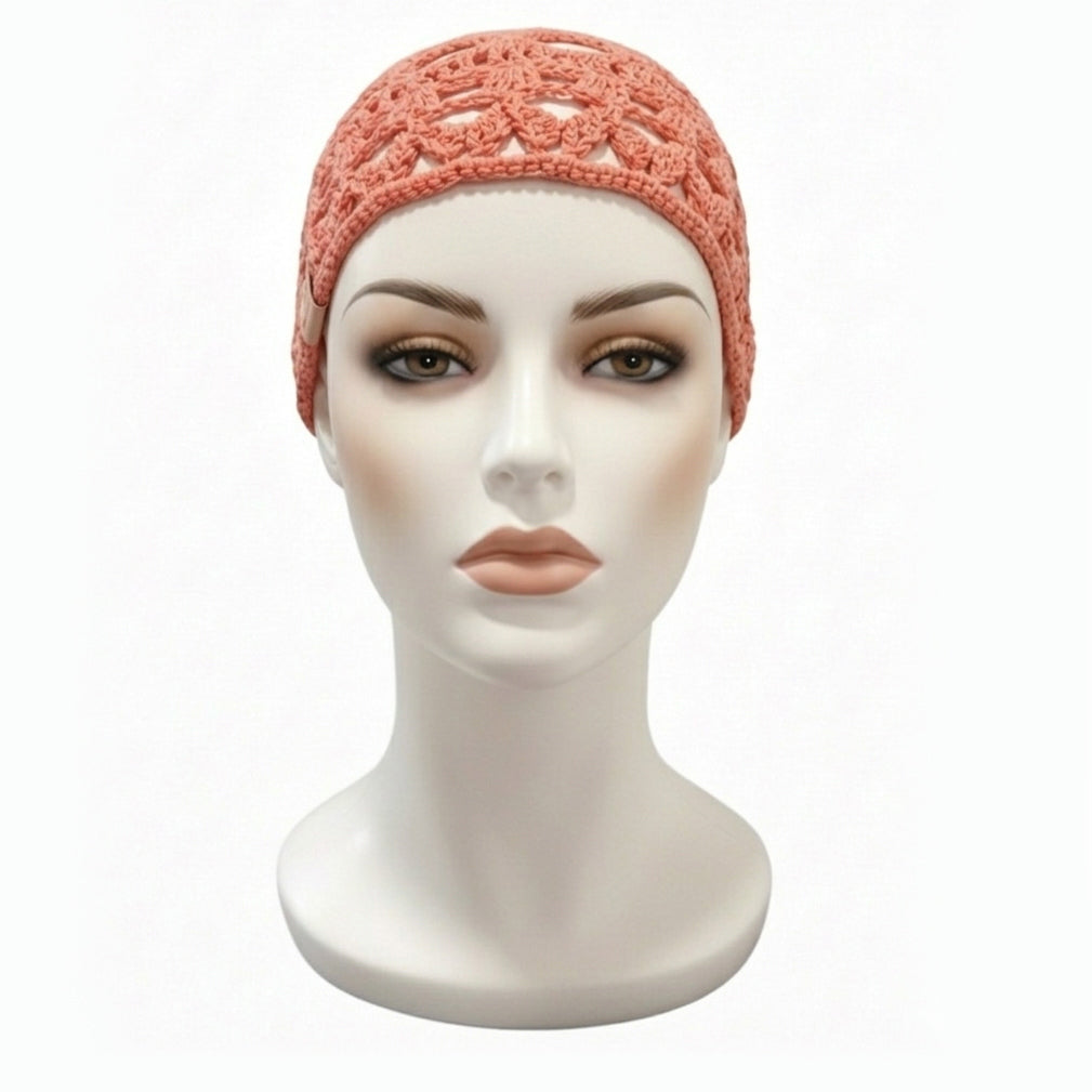 Gorro mesh de verano a crochet — color salmón 2v