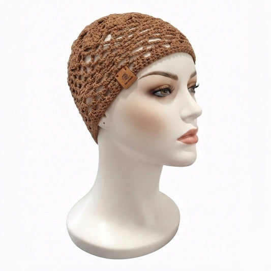 Gorro mesh de verano a crochet — color marrón