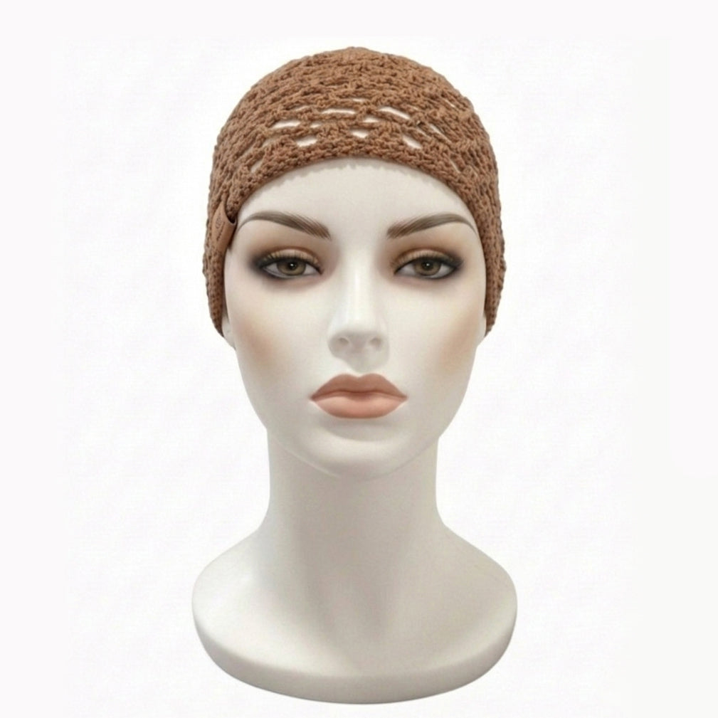 Gorro mesh de verano a crochet — color marrón