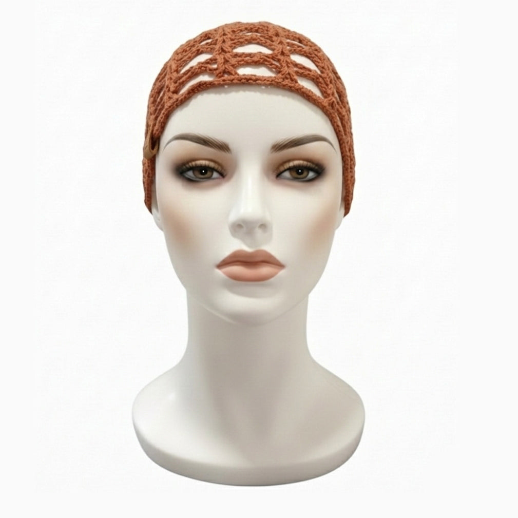 Gorro mesh de verano a crochet — color marrón rojizo