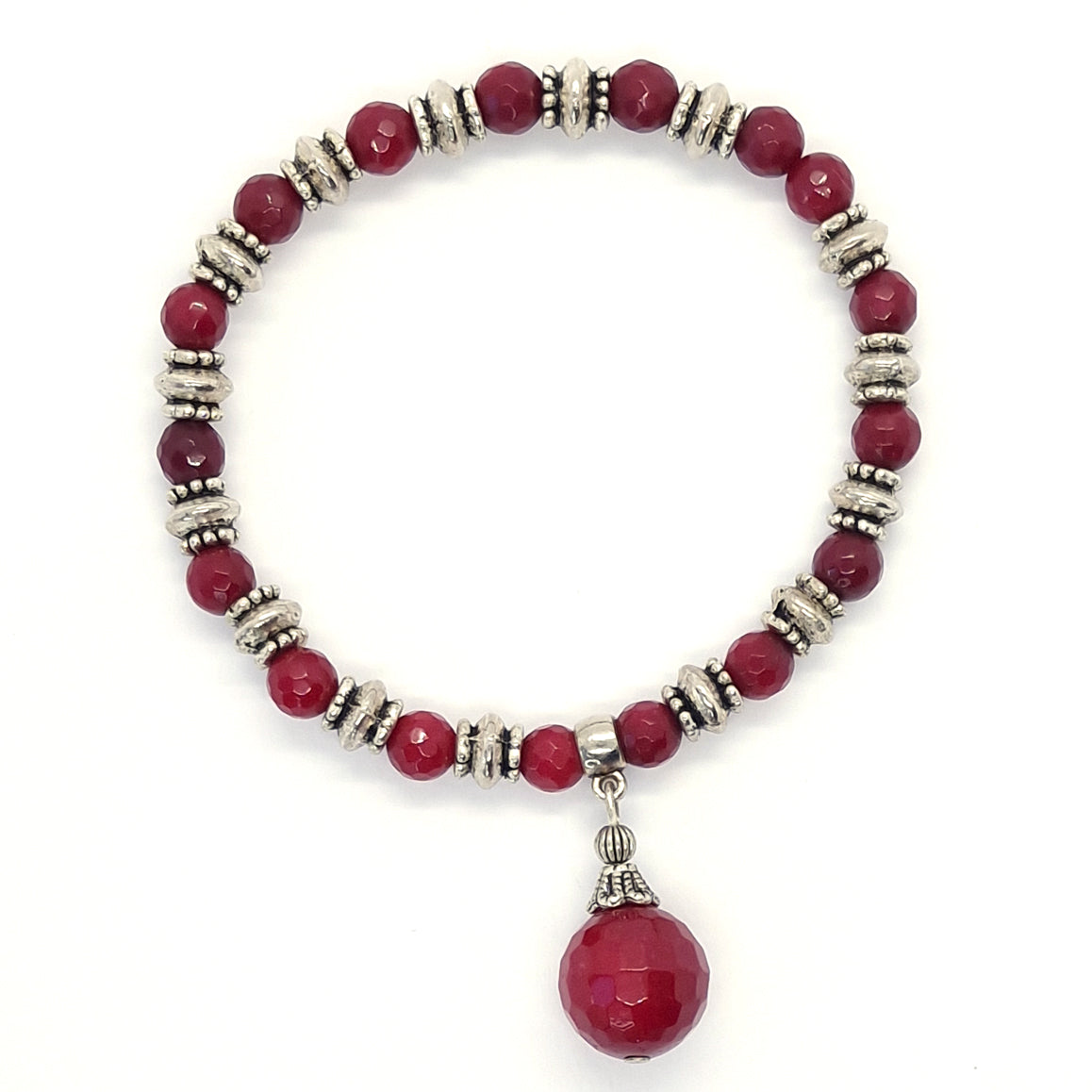 Pulsera plata y ágata roja